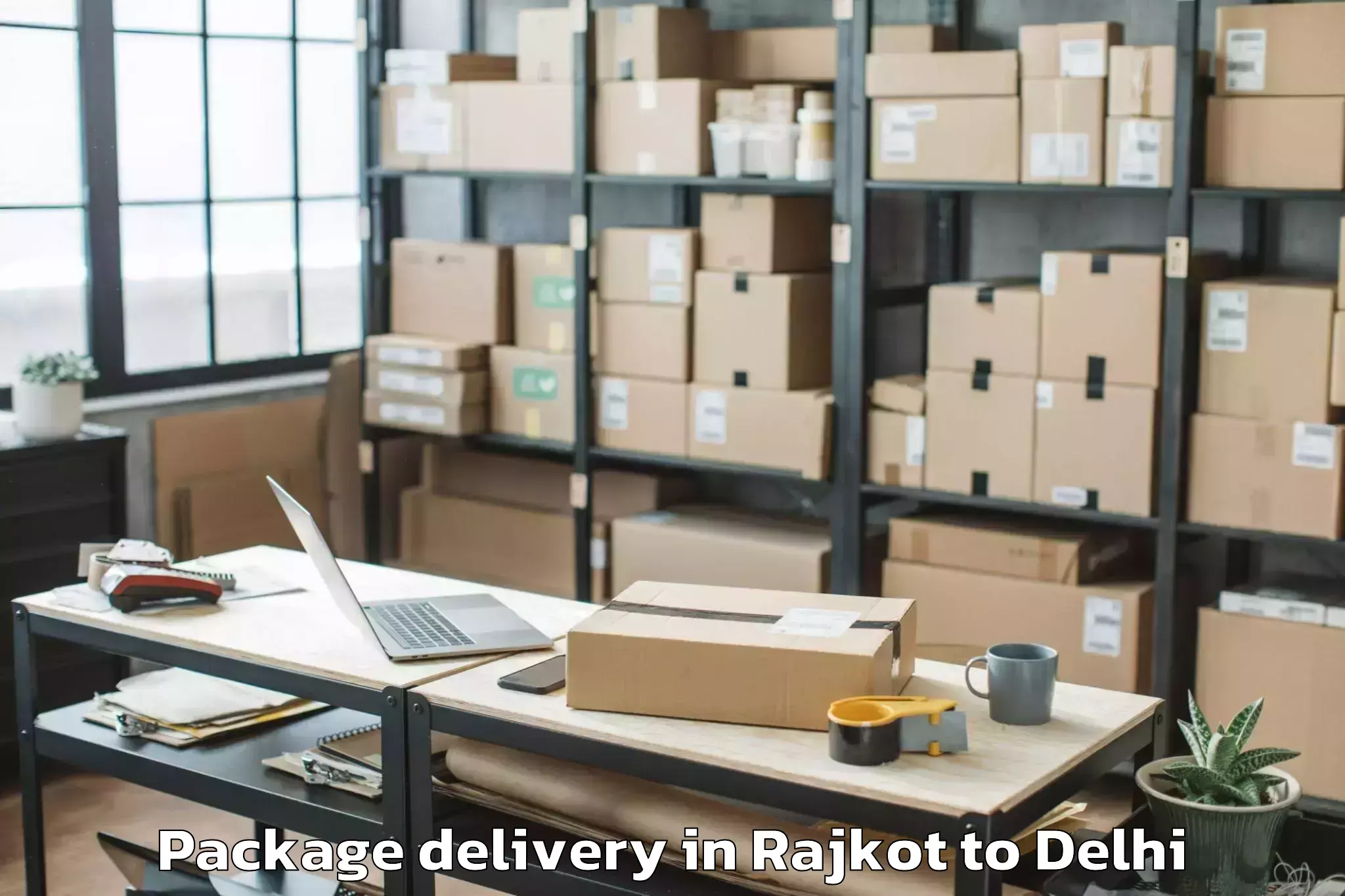 Easy Rajkot to Patel Nagar Package Delivery Booking